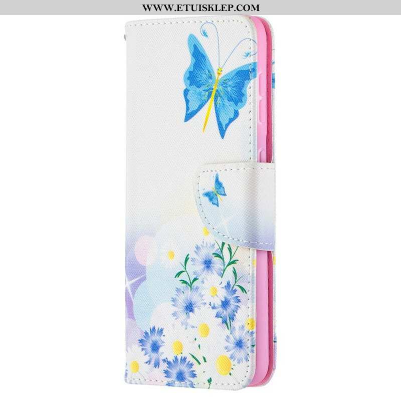 Etui Folio do Samsung Galaxy S21 5G Malowane Motyle I Kwiaty
